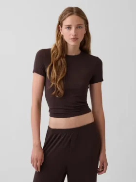 Weichstes Modal-Ripp-Pyjama-T-Shirt