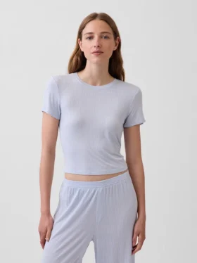Weichstes Modal-Ripp-Pyjama-T-Shirt