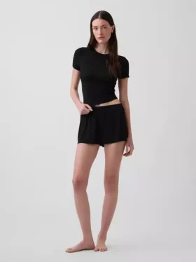 Weichstes Modal-Ripp-Pyjama-T-Shirt
