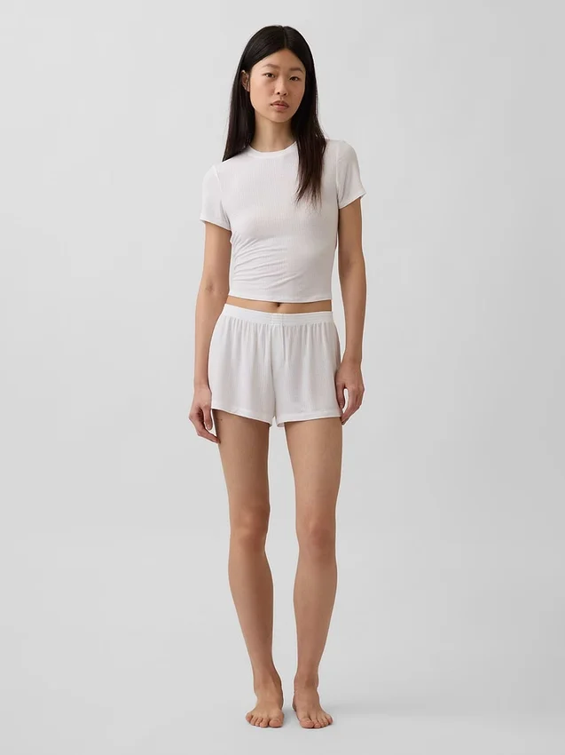 Weichstes Modal-Ripp-Pyjama-T-Shirt
