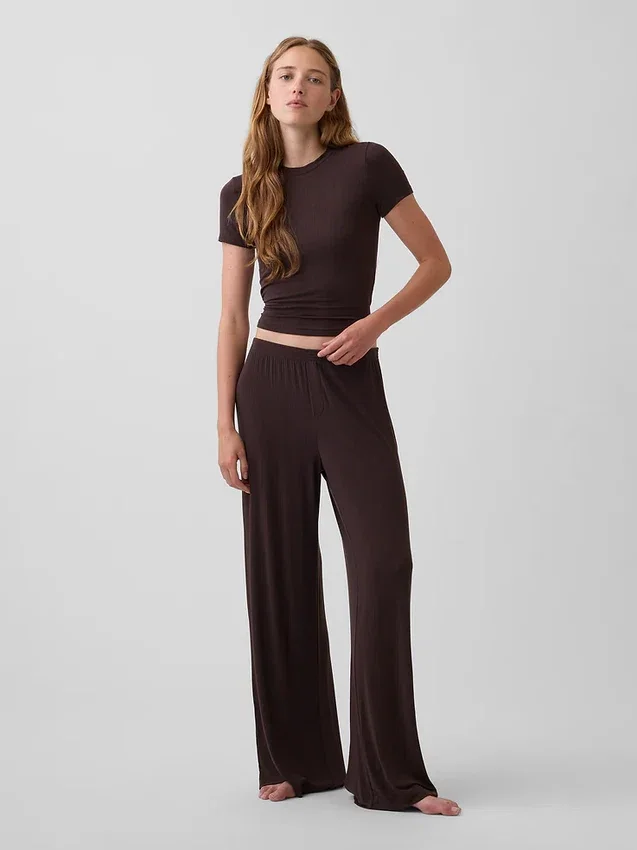 Weichstes Modal-Ripp-Pyjama-T-Shirt