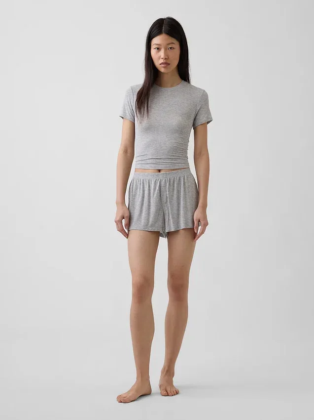 Weichstes Modal-Ripp-Pyjama-T-Shirt