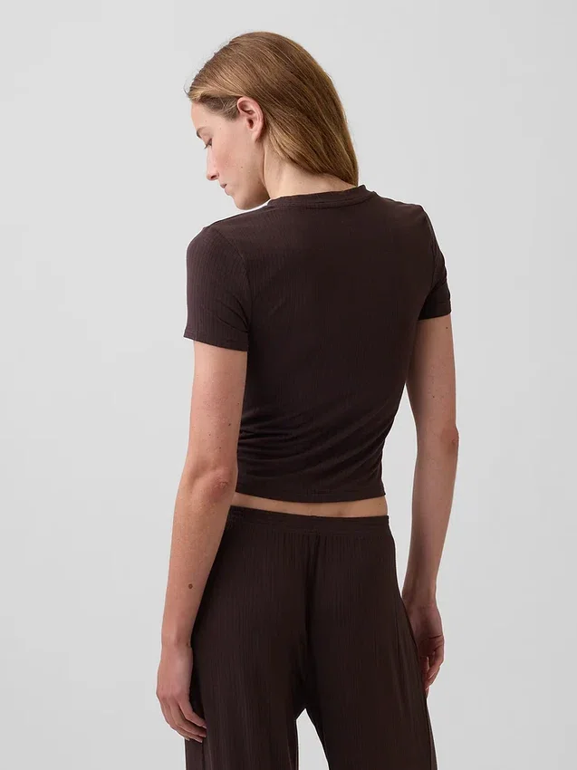 Weichstes Modal-Ripp-Pyjama-T-Shirt