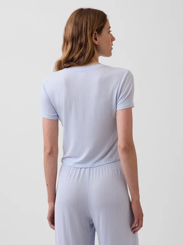 Weichstes Modal-Ripp-Pyjama-T-Shirt
