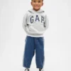 Zweifarbige Barrel-Jeans zum Hineinschlüpfen für Baby & Kleinkind