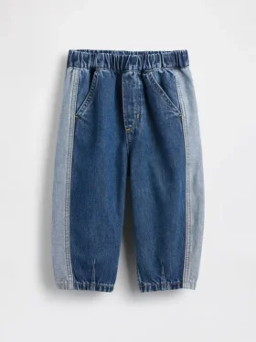 Zweifarbige Barrel-Jeans zum Hineinschlüpfen für Baby & Kleinkind