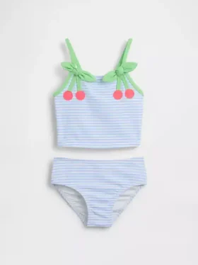 Zweiteiliger Badeanzug für Baby & Kleinkind mit Kirsch-Gingham-Muster