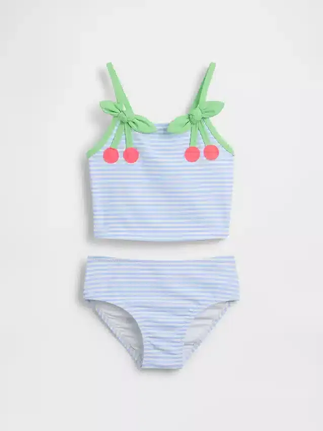 Zweiteiliger Badeanzug für Baby & Kleinkind mit Kirsch-Gingham-Muster